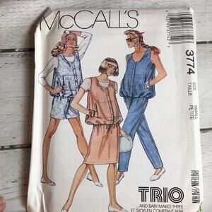Vintage 1988 McCall's Sewing Pattern 3774 Maternity Jumpsuit & Jumper Size Small